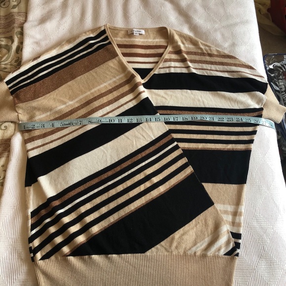 Calvin Klein Batwing V-neck Striped Sweater - Picture 4 of 8